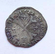 Douzain Huguenot 1622 Montpellier  Louis XIII Billon état TB 1gr77
