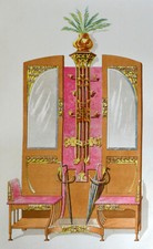 ESTAMPE 1900 Porte-parapluie Art Nouveau Barcelone F.Seix Ebanista Moderno