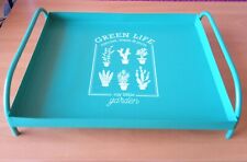 Socle Bac Fer (Métal) 4 pieds avec Motif Green Life Pots Plantes Vertes Cactées