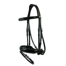 EQuest Mors Glossy Seams , Noir - Haute Qualité Lacktrense pour Chevaux, S