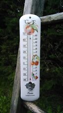 ANCIEN THERMOMETRE EMAILLE 25 CM CLASSIQUE Décor fruits MADE IN FRANCE AFFAIRE