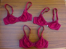 Lot 3 Soutien gorge armature rouge bordeaux microfibre stretch DIM FIT 85 C TBE