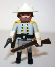 PLAYMOBIL 3785 SOLDAT OFFICIER SUDISTE CONFEDERE CHARIOT BLEU WESTERN