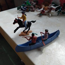 Lot Timpo. Trappeur,  Indien, Canoë. Farwest. No Starlux., Britains. Elastolin