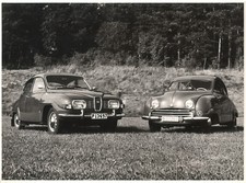 Catalogue photo de presse originale / press photograph Saab 96 1969 + 92 INT