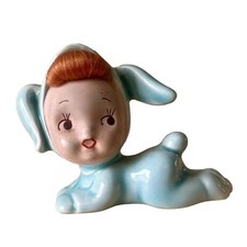 Petite figurine vintage lapin céramique Enesco Japon bunny girl kitsch 60s retro