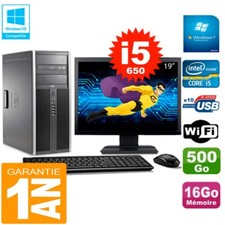 PC HP 8100 Tour Ecran 19" Core i5-650 RAM 16Go Disque 500Go Graveur DVD Wifi W7