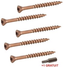 200 x Vis 5x60mm Couleur BRUN / MARRON inox A2 Terrasse Bois + 1 Embout GRATUIT