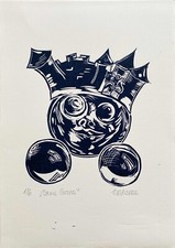 Linogravure « Dame