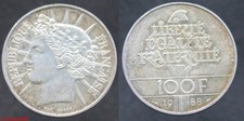 France ! 100 Francs argent, Cérès, année 1988, en SUPERBE