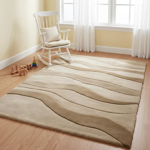 Handmade wool area rug beige - , rug,