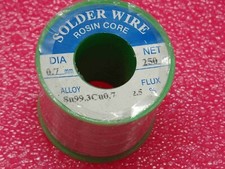 bobine de 250gr: soudure 0.7mm 7/10 Sn99.3 Cu0.7 flux 2.5% sans plomb rosin core