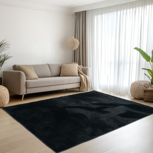 Tapis noir doux soyeux - tapis,