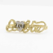 Bague À Deux Doigts En Forme De Cœur Texturée 'Je T'aime' En Or 10K Or Blanc