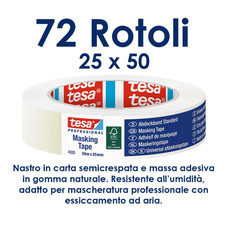 Tesa 4325 Ruban De Masquage Professionnel 25Mm X 50M – Papier Semi-Crépon 72 Pz