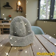 Bonnet Hiver Femme Luxe Tricoté Fourrure Lapin Strass Perles Chaud Élégant
