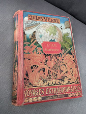 Livre cartonnage J Verne Collection Hetzel L'île mystérieuse 1894 dessins Férat