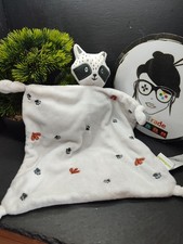 Doudou plat Raton laveur blanc