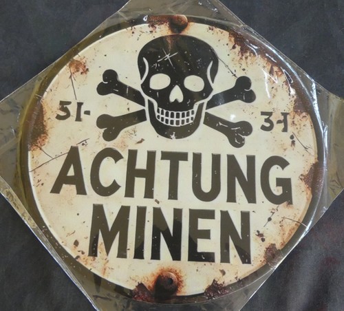 Plaque métal ronde - métal, “achtung