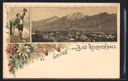Lithographie bad reichenhall - bad,
