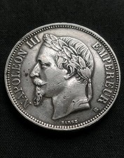 5 FRANCS 1869 "PETIT BB" MAGNIFIQUE + RARE MONNAIE ARGENT - NAPOLÉON III EMPIRE