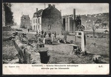 CPA Soissons, Scierie-Menuiserie mecanique détruite par les Allemands 