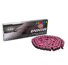 Chaine moto 420 renforce rose