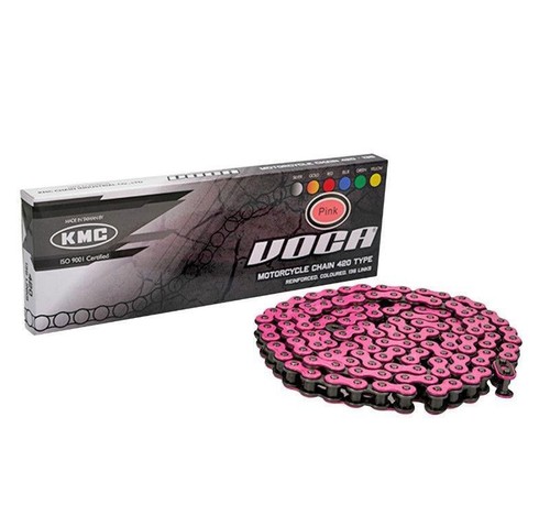 Chaine moto 420 renforce rose