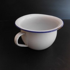 Pot chambre métal émail fait main vintage art déco accessoire nuit France N4106 