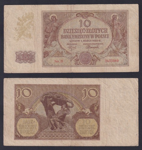 Billet pologne zlotych - pologne, 10