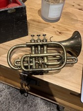 Ancien Cornet À Trois Pistons Trompette Laiton Instrument Musique À Identifier