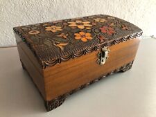 ❤️Jolie ANCIENNE BOITE CAISSE coffre  EN BOIS décor sculpté floral