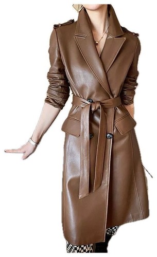 Trench coat long cuir - en,