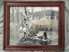 Ancienne SOIE TISSEE NEYRET Frères  Chasse à Courre d'après P. TAVERNIER