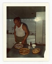 Snapshot - TANK TOP & PLUM PIE. Original Vintage Found Photo. 1960s, Polaroid.