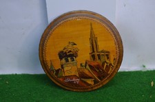 ANCIEN TABLEAU STRASBOURG PEINT SUR ASSIETTE BOIS SIGNE BOBPAS TOILE CADRE