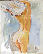Jeune Femme Nue -huile/ toile 50x60-signée   Alan-Oil painting nude woman