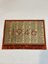 LA DÉMOCRATIE JOURNAL CALENDRIER ORIGINAL DE POCHE 1946 RARE !
