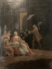 Très Belle Peinture Arrestation Noblesse XVIIIe Révolution 1789 Ancien Noble Art