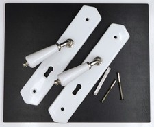 ▨7x7mm Paire de Poignées et plaques de propreté en porcelaine,porte,J.M. LIMOGES