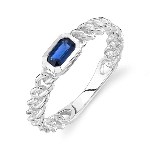 14k blanc saphir bleu lien - blanc,