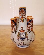 vase bouquetière en faïence de Rouen Desvres Malicorne signé Jules VERLINGUE