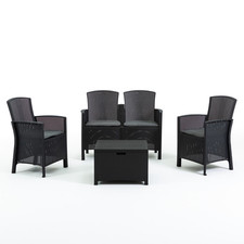 Ensemble de déjeuner en résine avec canapé, fauteuils et table-conteneur -...