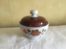 WINTERLING BAVARIA SUCRIER  DÉCOR FLEURS TONS ORANGE MARRON VINTAGE  60s 70s