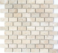 Carreaux de Mosaique Salle Bain Cuisine Sol Mur Wc Travertin Pierre Beige Brique