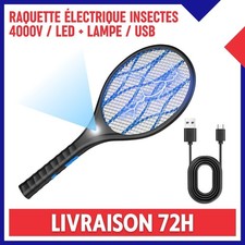 Raquette Électrique Tapette Tue Mouches Rechargeable USB Moustique Insecte Guêpe
