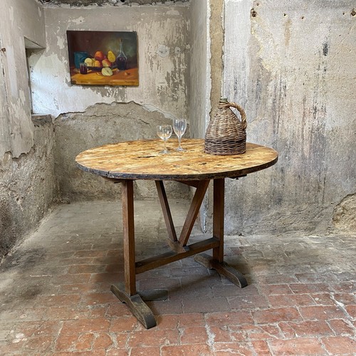 Ancien table ronde vigneron - table,