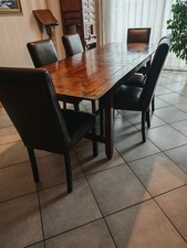 table en acacia à rallonges avec 6 chaises 