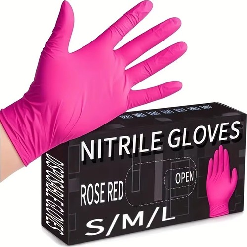 Gants nitrile fuchsia - , jetables