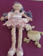 B10G / doudou peluche poupée robe rose cheveux mauve chien VERT BAUDET